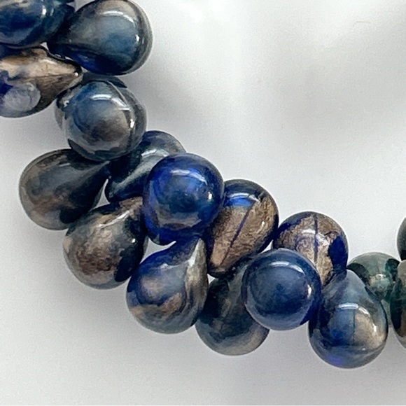 Blue Green Gold Translucent Briolette Necklace - Picture 2 of 9